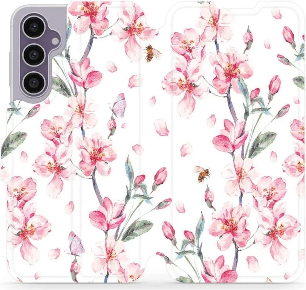 Handyhülle mit klappe für Galaxy S23 FE, Mobiwear Book, Rosa Frühling