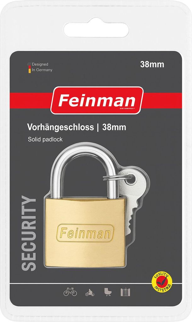 Feinman Vorhängeschloss 38 mm – stabiles Messing-Schloss Produktbild 