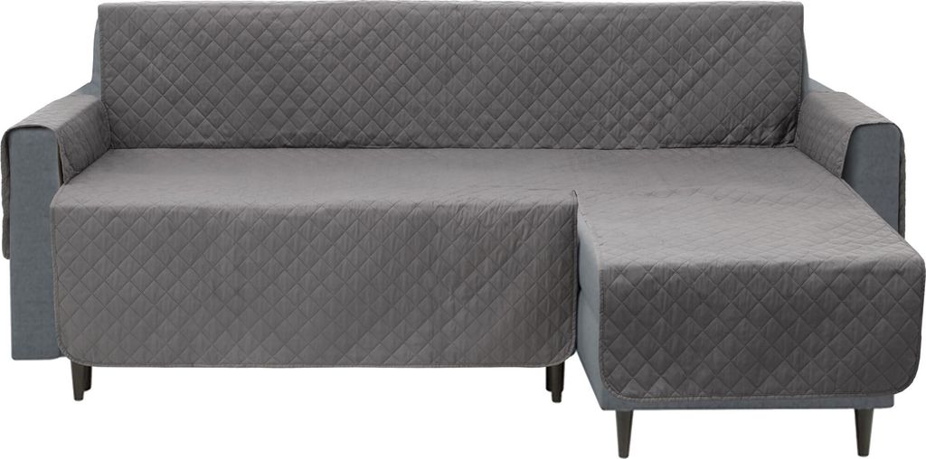 Ecksofa Schutz Abdeckung, Sofabezug, Gesteppt, Reversible, Stabil, Schutz vor Verschmutzung durch Hund, Kind,mit Tasche, Grau, Link Ecksofa 240 cm