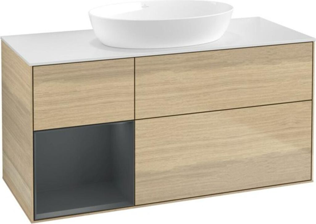V&B Waschtischunterschrank Finion 120cm, Pl wh. m, Reg md m Lac, Oa ven