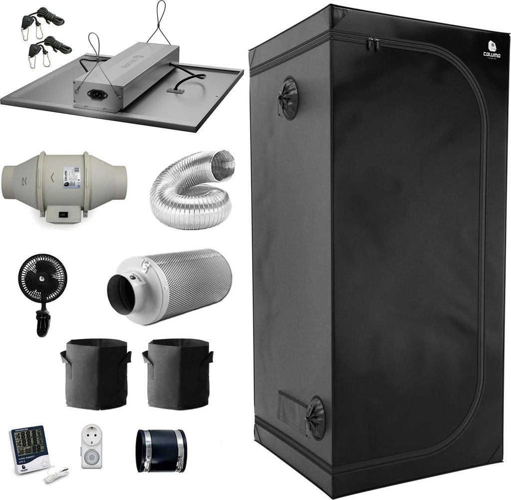 Caluma Growbox Komplettset 80x80x180 cm, 240 W, für 2 Pflanzen