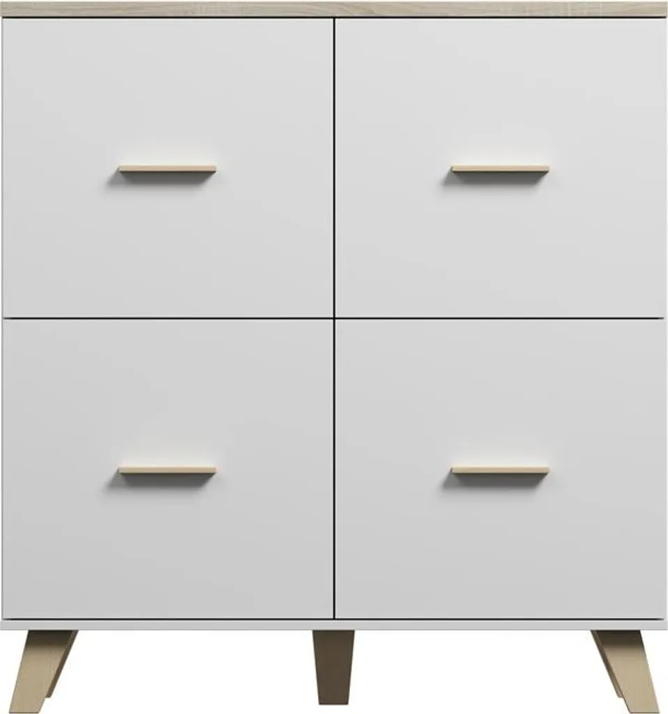 Grande armoire basse 4 portes pour salon et bureau, LOTTA KOM110 4D