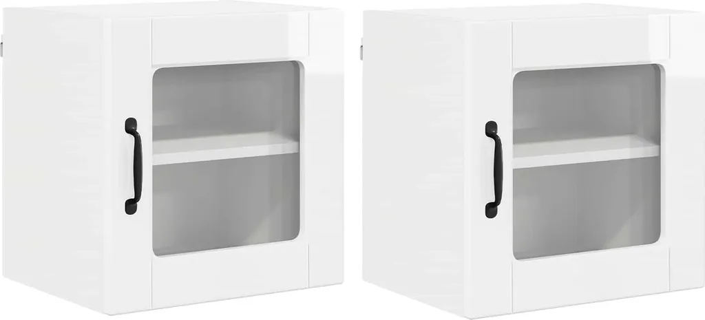 SYFAX™ Mobile da cucina con porta 2 pcs Bianco Lucido 40 x 31 x 40 cm