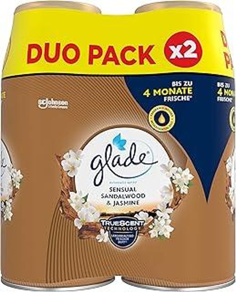 Glade (Brise) Automatic Spray Nachfüller, Raumduft, Sensual Sandalwood & Jasmine, 2er Pack (2 x 269 ml)