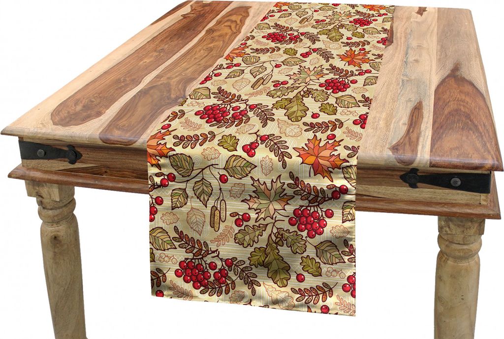 ABAKUHAUS Eberesche Tischläufer, Fall-Themed Mixed-Muster, Esszimmer Küche Rechteckiger Dekorativer Tischläufer, 40 x 300 cm, Mehrfarbig