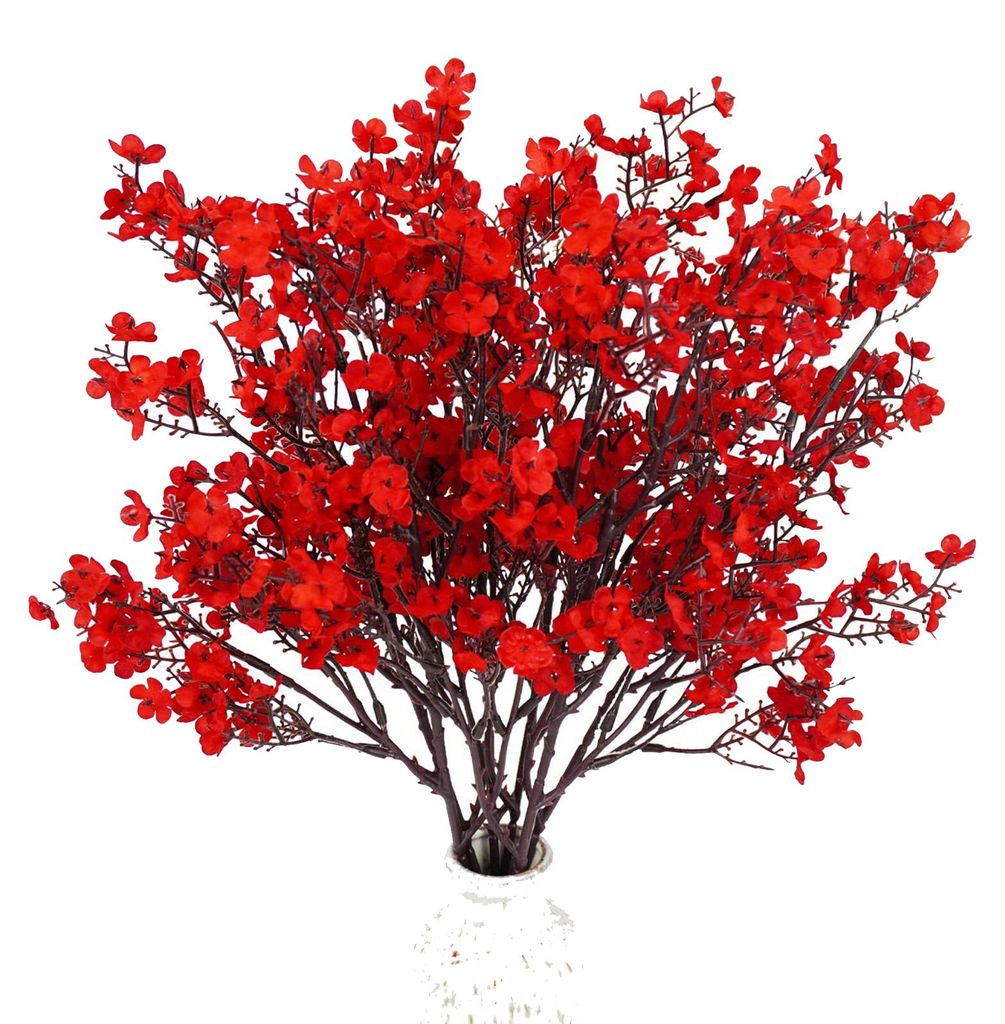 Künstliches Schleierkraut, 5 Zweige, realistische Seidenblume, Dekoration für Zuhause, Büro, Hochzeit, Party, drinnen und draußen
