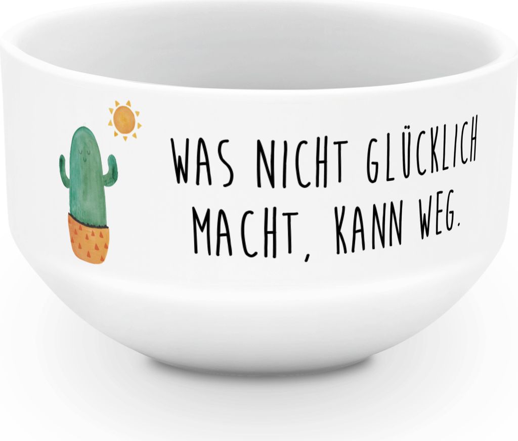 Mr. & Mrs. Panda schale Kaktus Sonne - Weiß - Geschenk, Kakteen, Müsli Schüssel, Müslischale, salatschälchen, Geschenkidee, Glück, Obstschale...