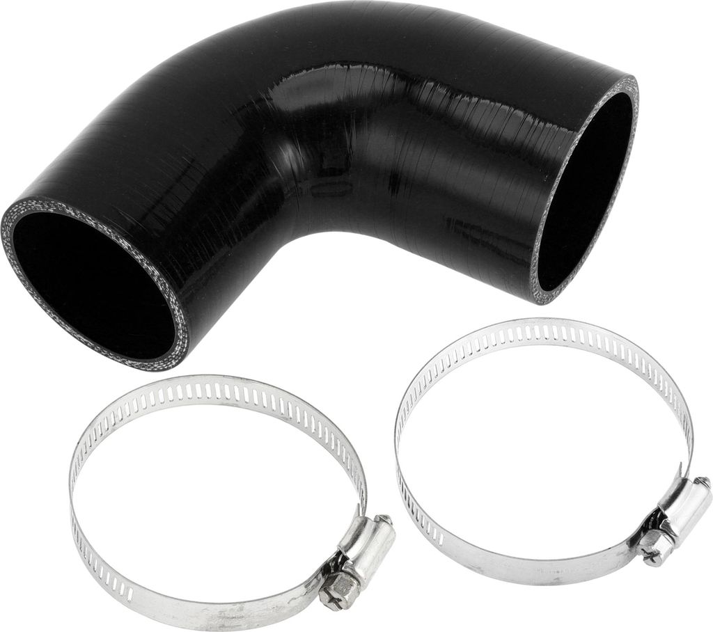 1 Satz 60mm/2,36"-65mm/2,56" ID 102mm/4,02" Länge 90 Grad Schwarzer Autosilikonschlauch mit Schellen Kühlmittelschlauch Universal