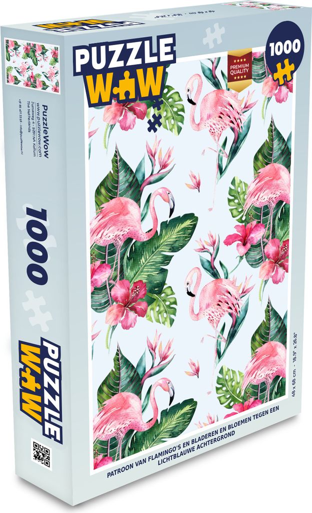 MuchoWow Puzzle 1000 Teile Muster - Blätter - Flamingo - Spielzeug - Alt und Jung - Spiele - Puzzeln