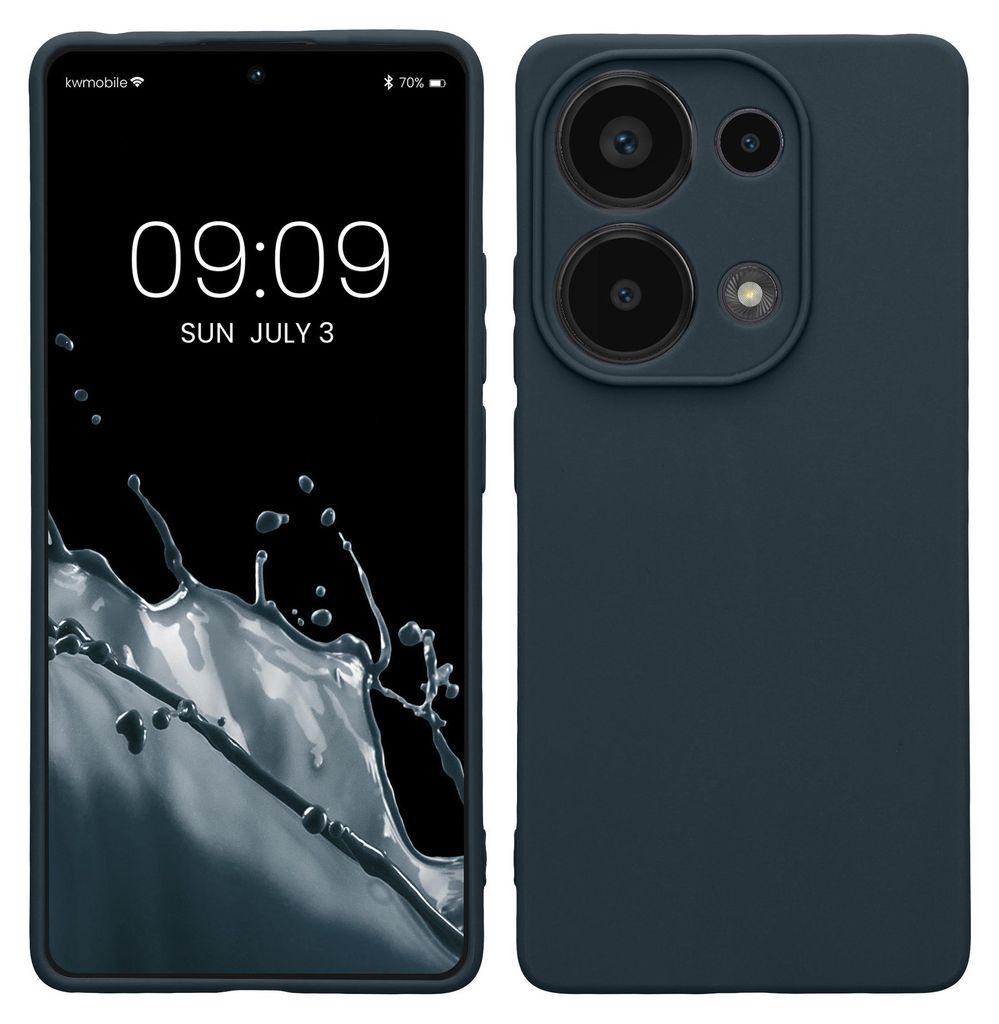kwmobile Handyhülle für Xiaomi Redmi Note 13 Pro 4G Hülle - weiches Handy Silikon Case - Schutzhülle Cover - Dunkler Schiefer