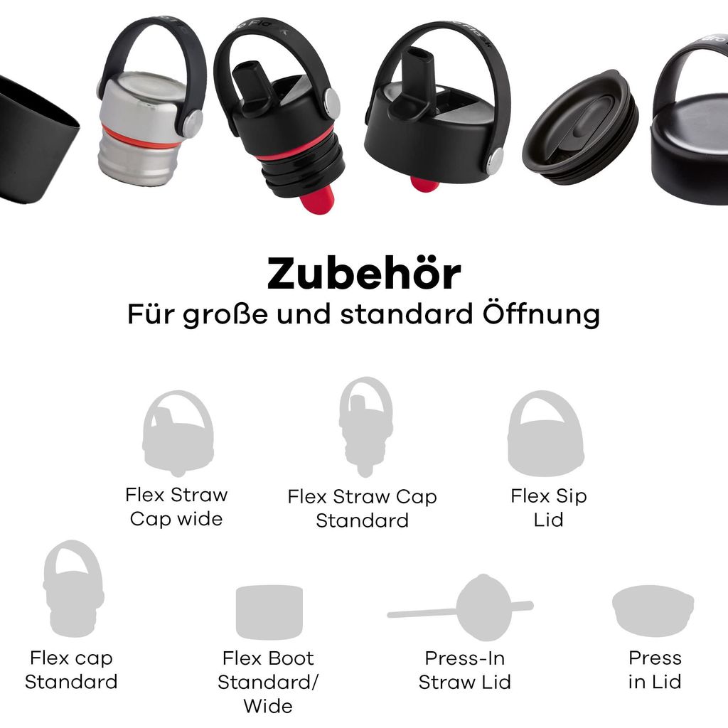 HYDRO FLASK - Flex Deckel für die Standard-Öffnung - Auslaufsicherer - Deckel mit Wabenisolierung Spülmaschinenfest - Black