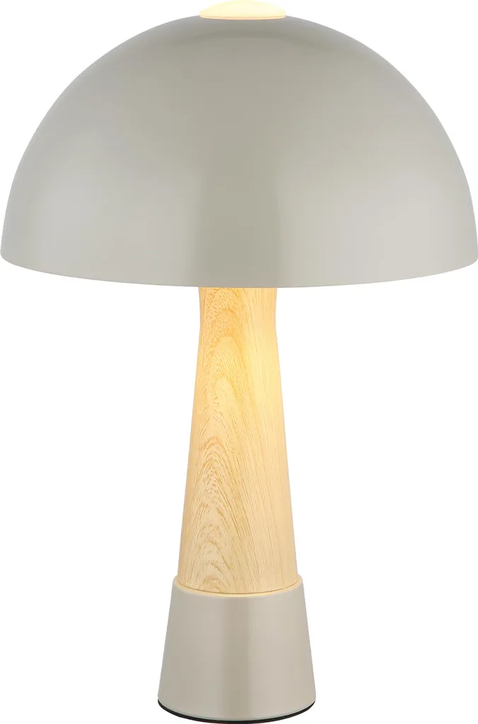 Lampe de chevet rétro champignon gris et bois pour chambre et salon