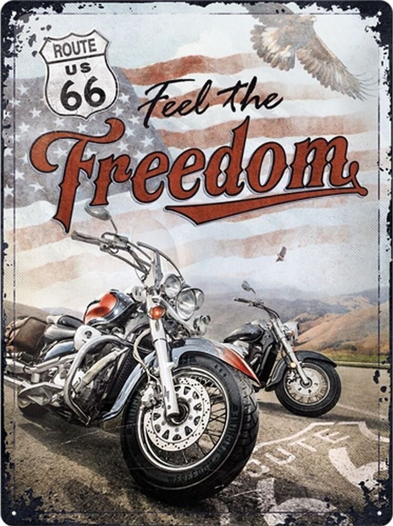Nostalgic-Art - Blechschild 30 x 40 cm - US Highways - Route 66 Freedom