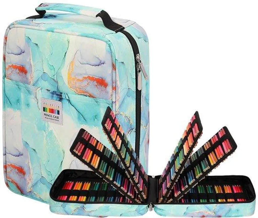 Trousse XXL Verte 270 Compartiments - Imperméable pour Crayons Aquarelle
