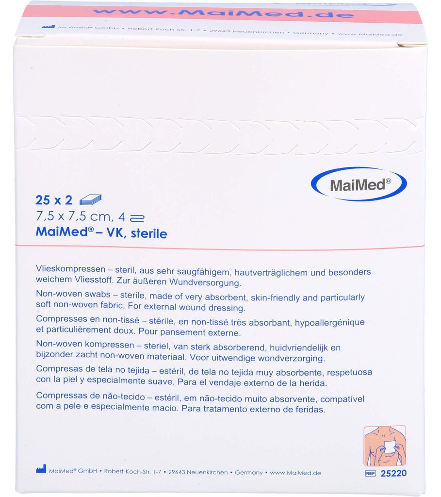 MaiMed Vlieskompressen - steril 7,5 x 7,5 cm, 50 St. Produktbild 
