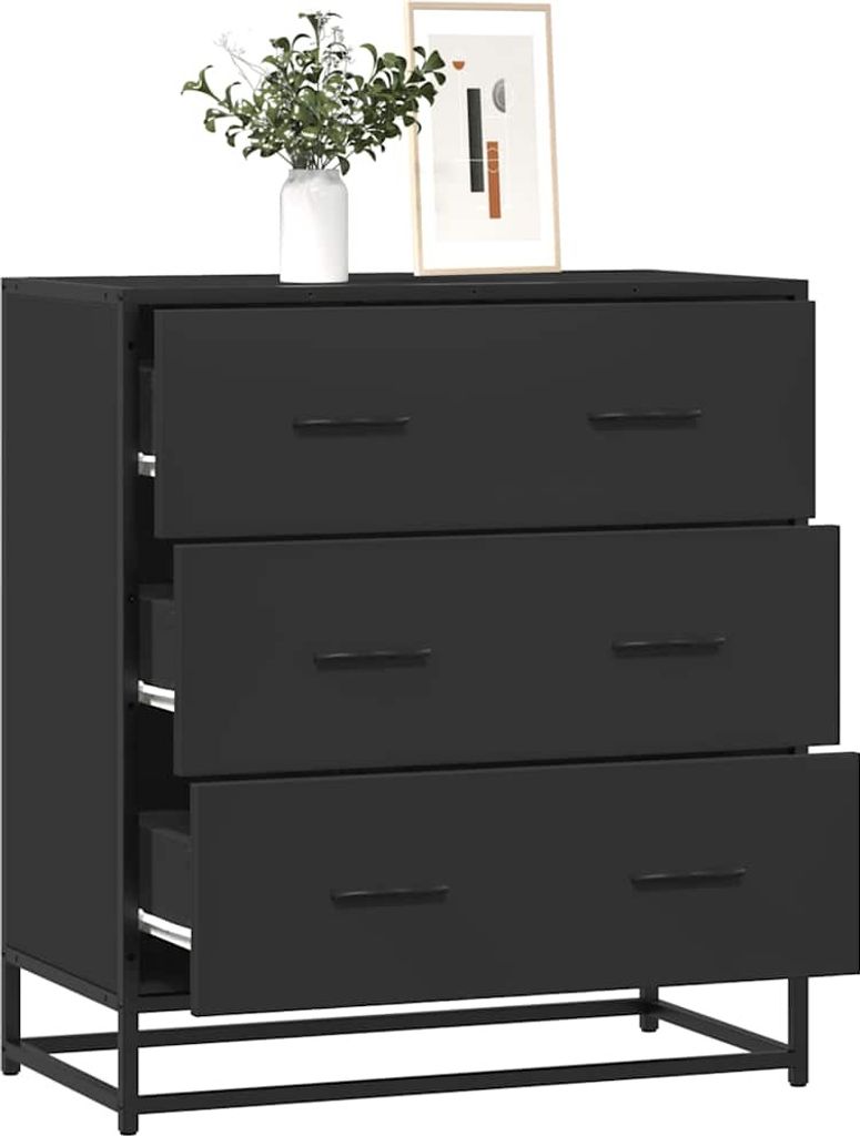 vidaXL Sideboard Schwarz 68x35x76 cm Holzwerkstoff und Metall