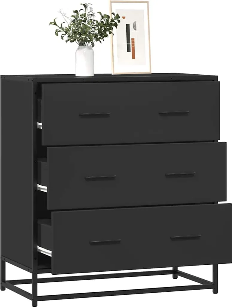 vidaXL Credenza 68x35x76 cm Nera - Mobile Multiuso in Legno e Metallo