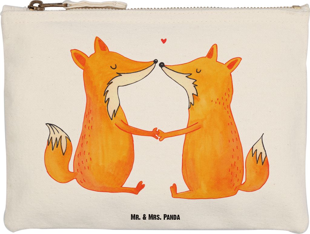 Mr. & Mrs. Panda Schlampermäppchen Füchse Liebe Größe M - Weiß - Geschenk, Federmappe, Paar, Stiftemäppchen, Fuchs, Federtasche, Fox, Pouch, ...
