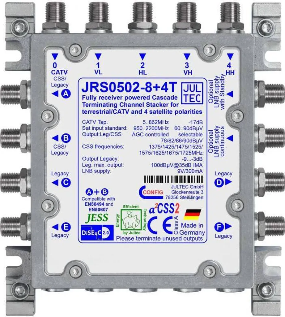 Jultec JRS0502-8+4T Commutateur multiple Unicable JESS 2x8 + 4 Legacy