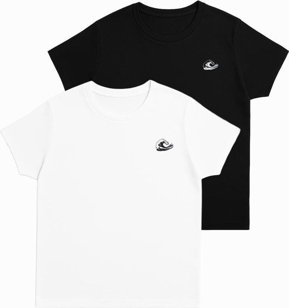 2er-Set Herren-T-Shirts Schwarz / Weiß MyStars Wave L