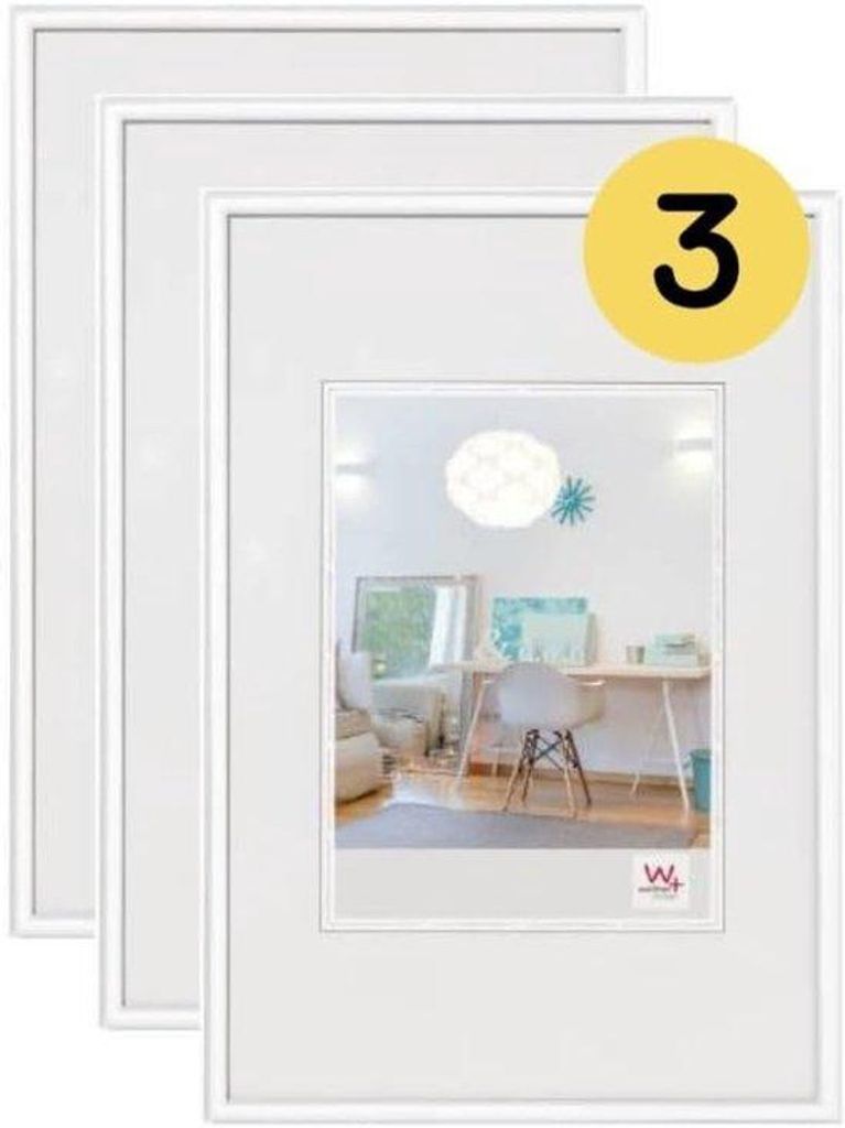 Weißer Fotolijst Kunststoff Set aus 3 Stücken 20 x 25 cm