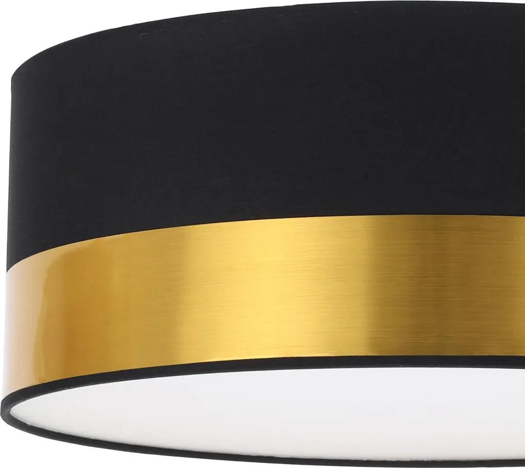 Plafoniera Elegance Plexi 40cm Nero e Oro: Luce d'Atmosfera E27 - 6