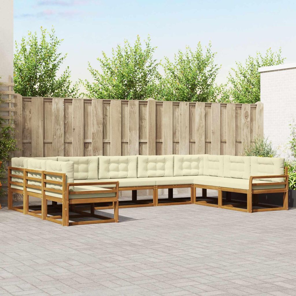 Outdoor-Sofagarnitur mit Kissen (9 pcs)- CLORIS - Natur und Creme - Gartensofas C367
