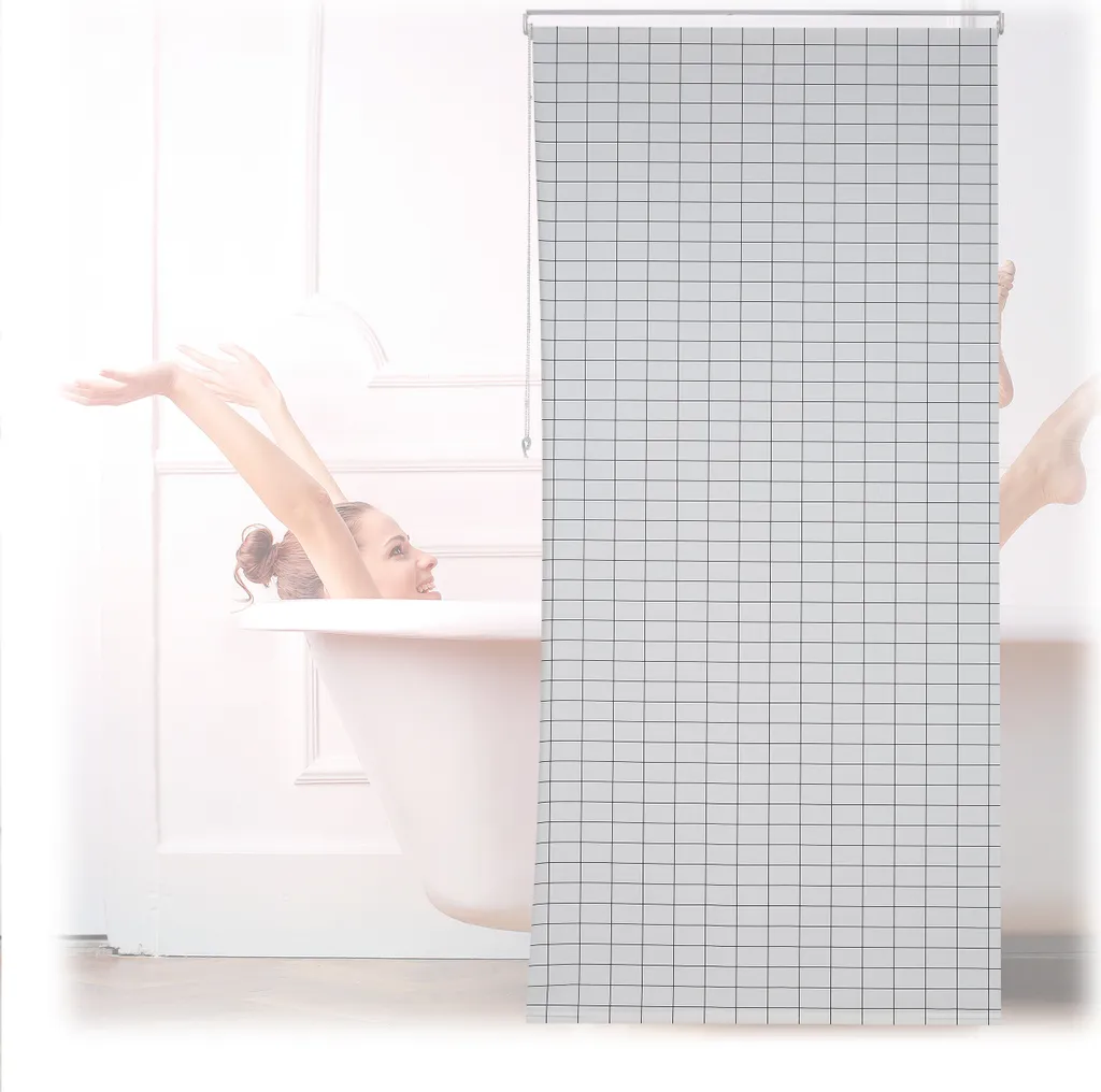 Store de douche imperméable Relaxdays avec lestage et motif carreaux
