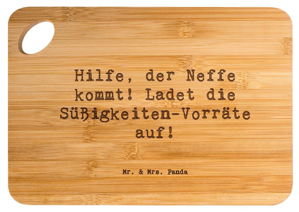 Mr. & Mrs. Panda Schneidebrett Spruch Neffe Besuch - Transparent - Geschenk, Geschenkideen, Frühstücksbrettchen, Familienmitglieder, Bindung, Ver...