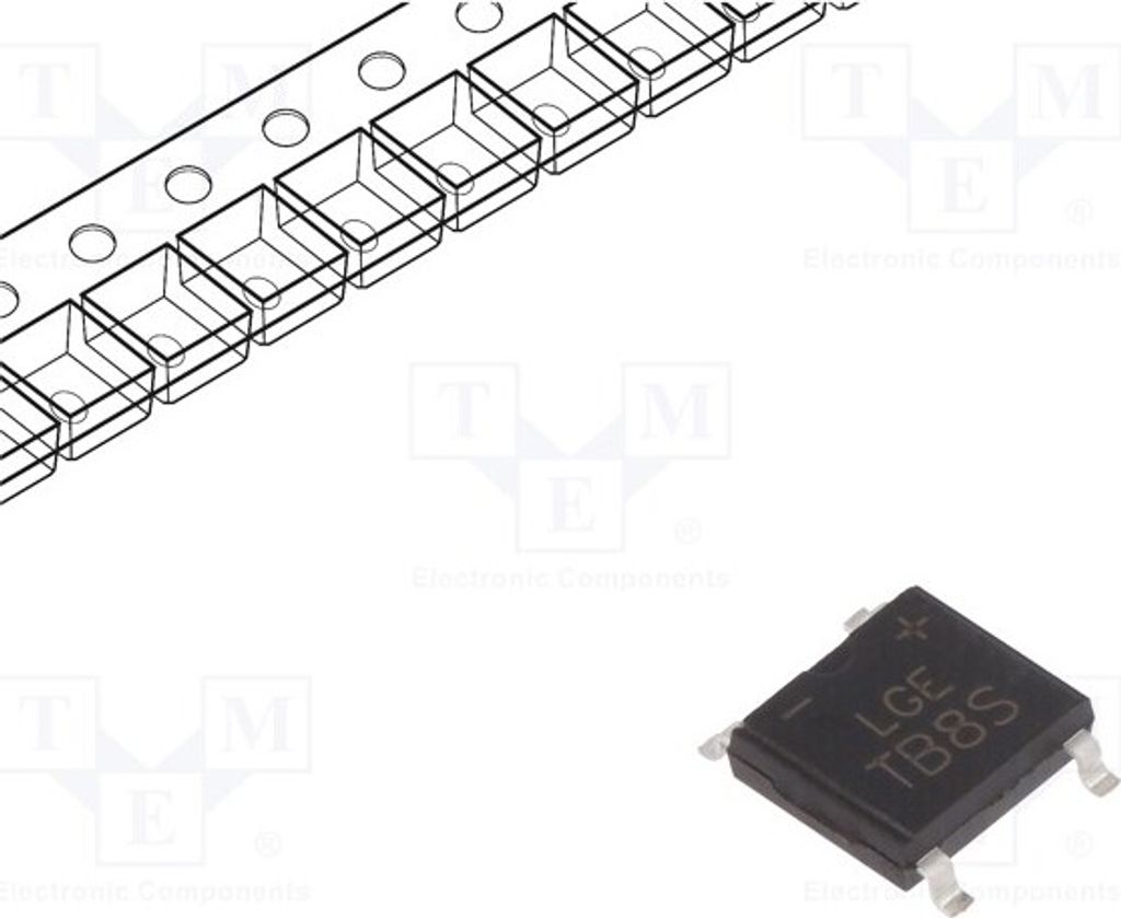 5x Einphasen Brückengleichrichter Urmax: 800V Ifsm: 30A If: 1A TBS TB8S Einphasen