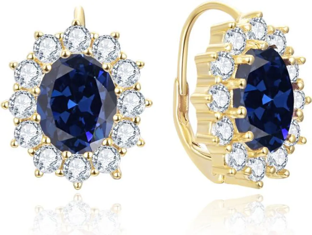 Boucles d'oreilles originales AGUC3295BL-GOLD en zircon cubique bleu