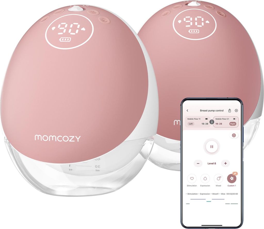 Momcozy M9 - Mobile Milch Pumpe Doppelt - rosa/transparent