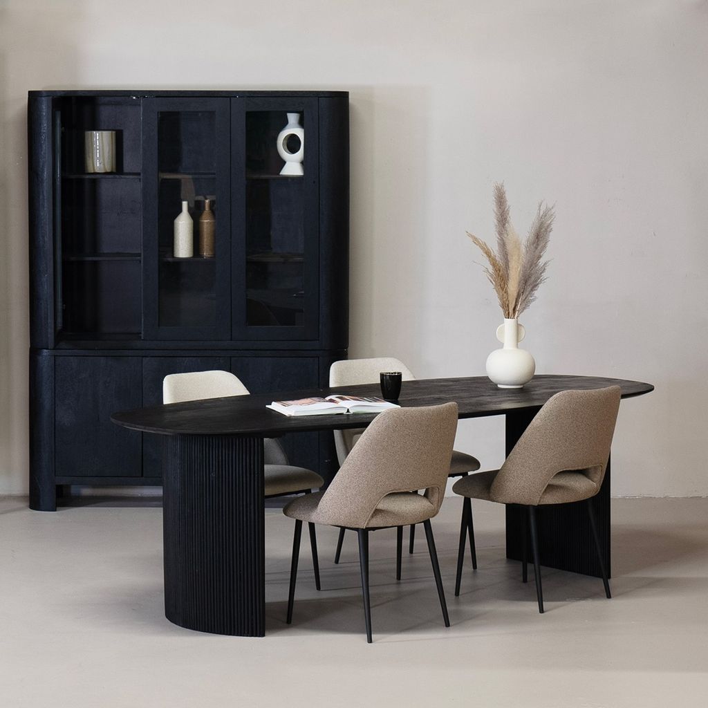 Esstisch Oval - Schwarz - Mangoholz - 220cm - Esstisch Feline - Giga Meubel