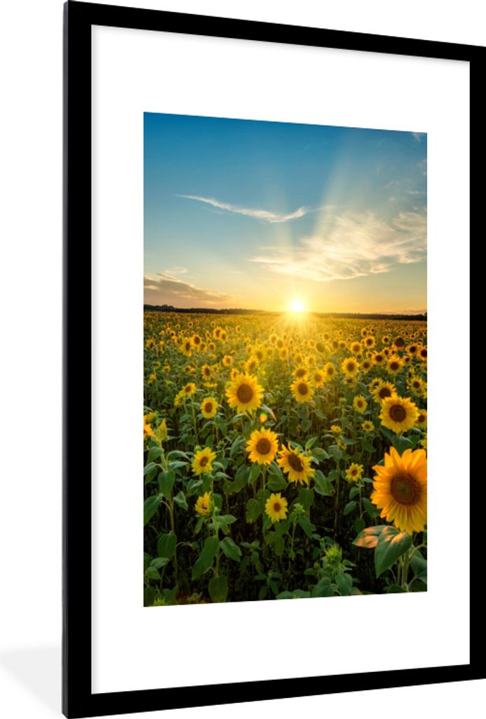MuchoWow® Gerahmtes Poster Sonnenuntergang - Blumen - Produktbild 