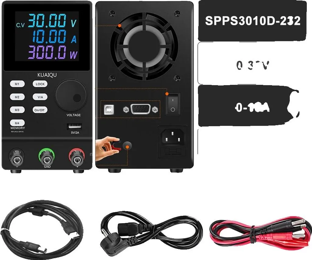 Alimentation de laboratoire courant continu ajustable 30V 10A Noir 220V