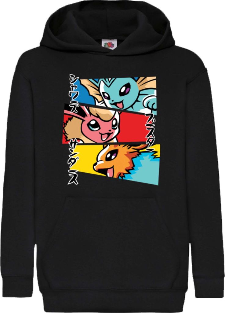Kinder Kapuzenpullover Japan Manga Anime Comics Animation Pokeball Eevee Evolutions, 5-6 Jahr - 116 / Schwarz