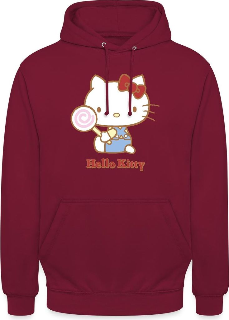 Spreadshirt Hello Kitty Mit Lollipop Uni Hoodie, S, Bordeaux