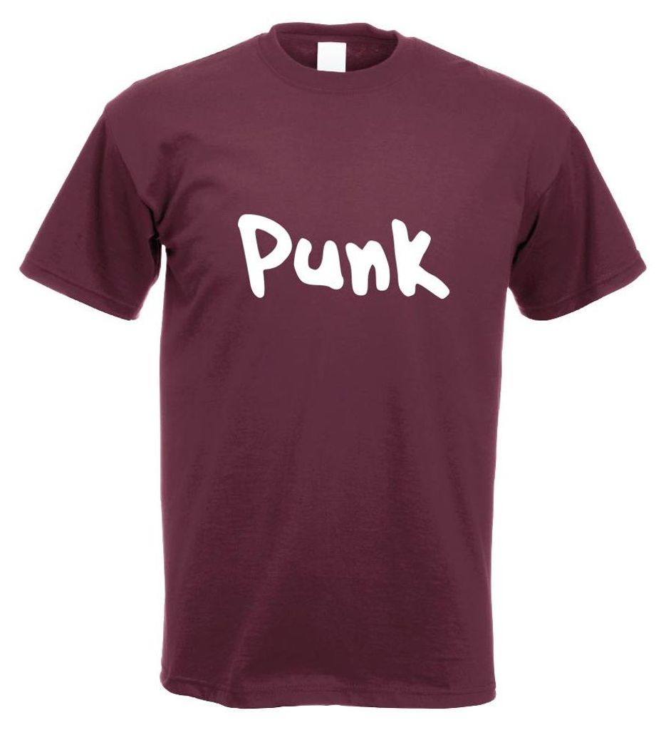 Kiwistar - T-Shirt - Burgund - Punk Schriftzug Musikrichtung Motiv Bedruckt Funshirt Design Print - mit Motiv Bedruckt - Funshirt Design - Sport - ...