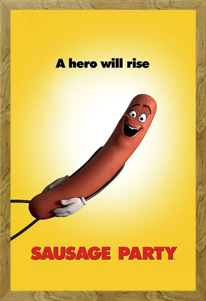 Poster Sausage Party Teaser con Cornice Shinsuke Maxi Rovere e Vetro