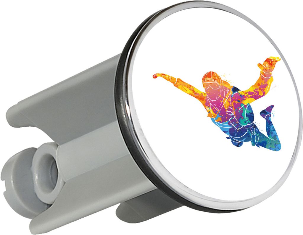 Huuraa Waschbeckenstöpsel Skydiving bunte Silhouette 4cm höhenverstellbar Abflussstopfen Geschenkidee