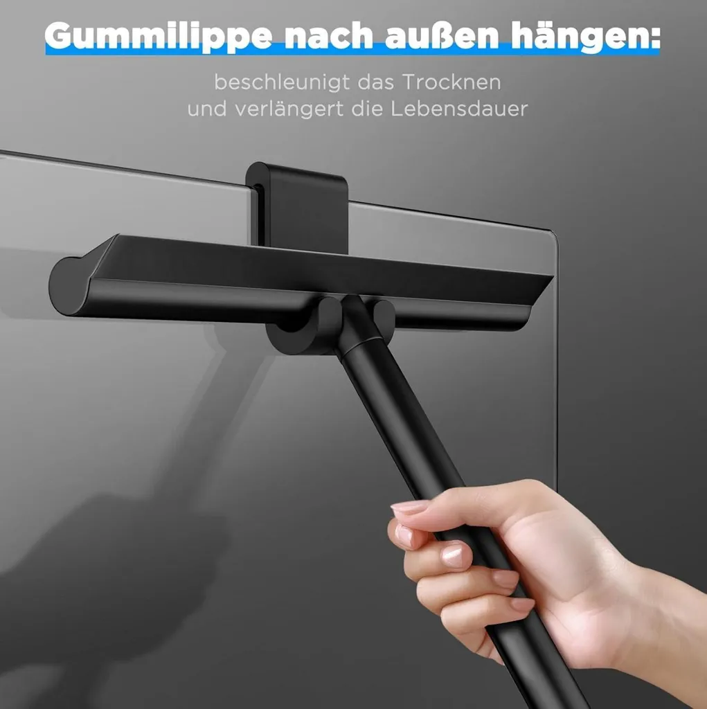 Essuie-glace de douche télescopique noir multi-surfaces 89cm maximum - 7