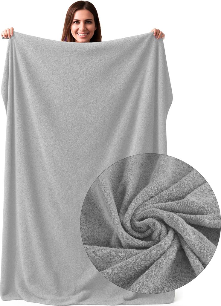Frottee Strandtuch XXL 120x200cm Badetuch groß 100% Baumwolle Badehandtuch Frottier Decke Saunatuch (Grau)