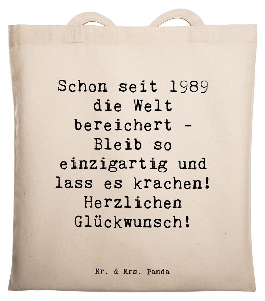 Mr. & Mrs. Panda Jutebeutel Spruch 1989 Geburtstag - Weiß - Geschenk, Glückwunsch, Tasche, Happy Birthday, Familie, Geburtsjahr, besondere Mensch...