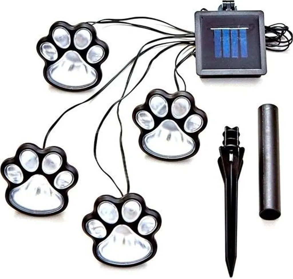 Lampe Solaire LED en Forme de Pattes de Chien Lot de 4 Balises de Jardin
