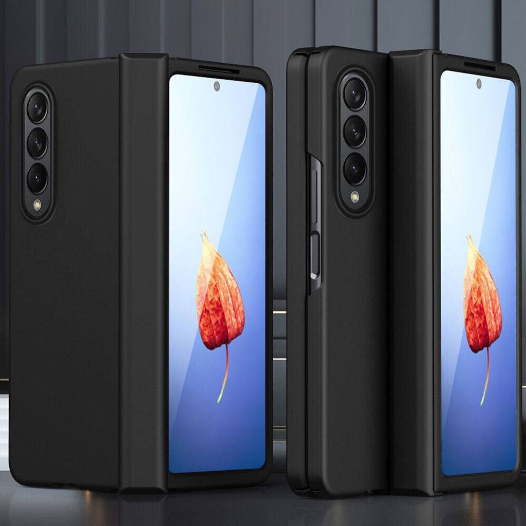 Galaxy Z Fold4 5G Hülle, Scharnierschutz Hartes PC Anti-Kratzer Schutzhülle mit Displayschutzfolie für Samsung Galaxy Z Fold 4 5G Schwarz