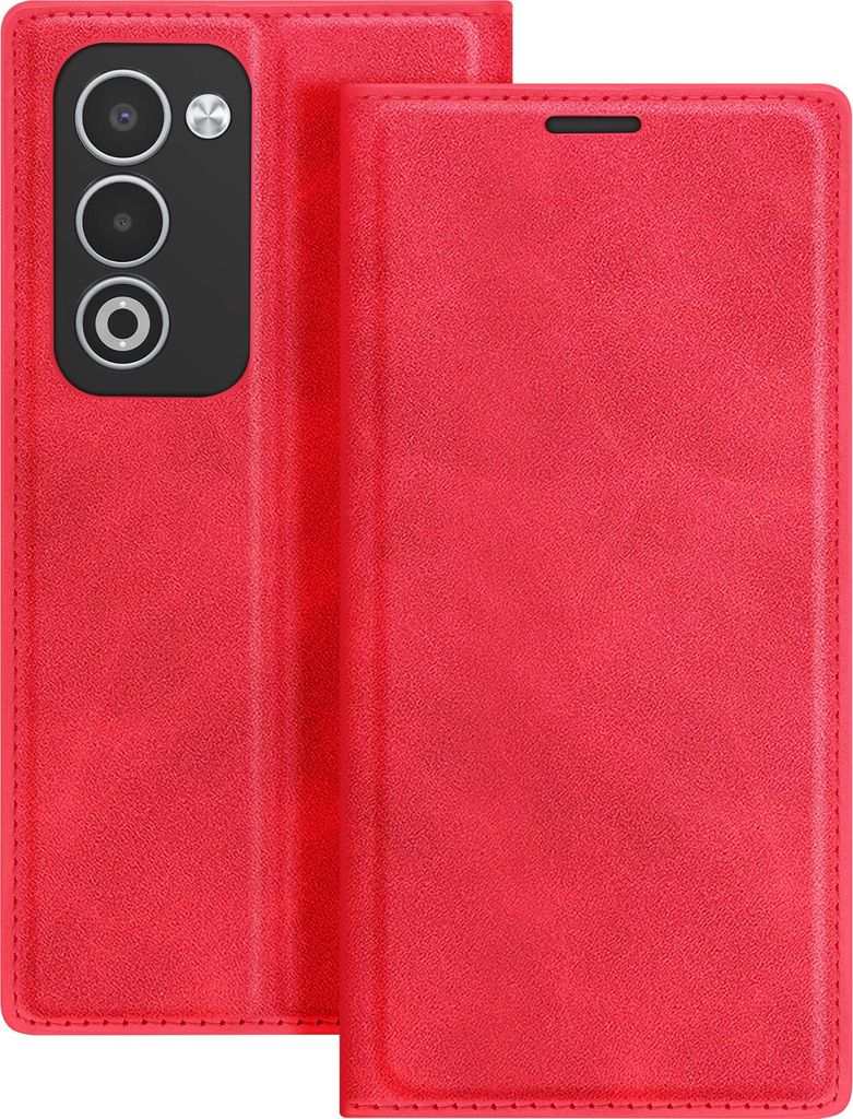 Avizar, Etui Oppo A5 klassisches Folio mit Standfunktion, Rot
