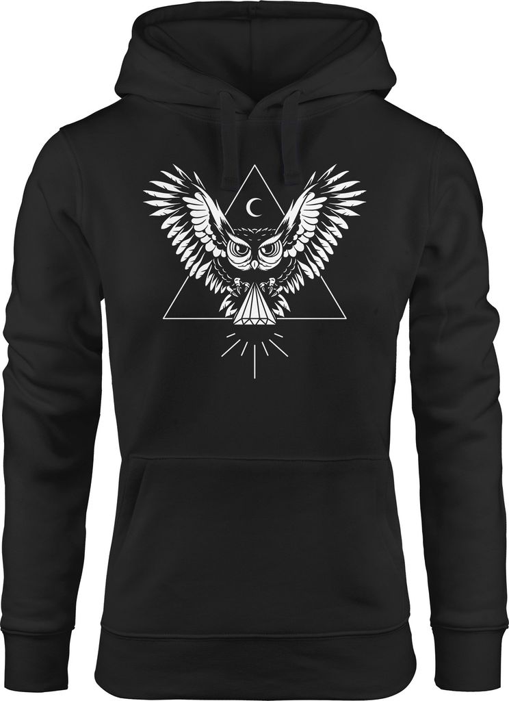 Kapuzenpullover Damen Eule Hoodie Neverless schwarz XL