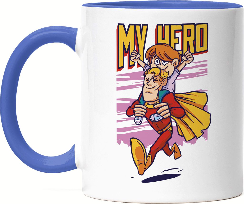 My Hero Tasse Blau Vatertag Geschenkidee Bester Papa Superhelden Vater