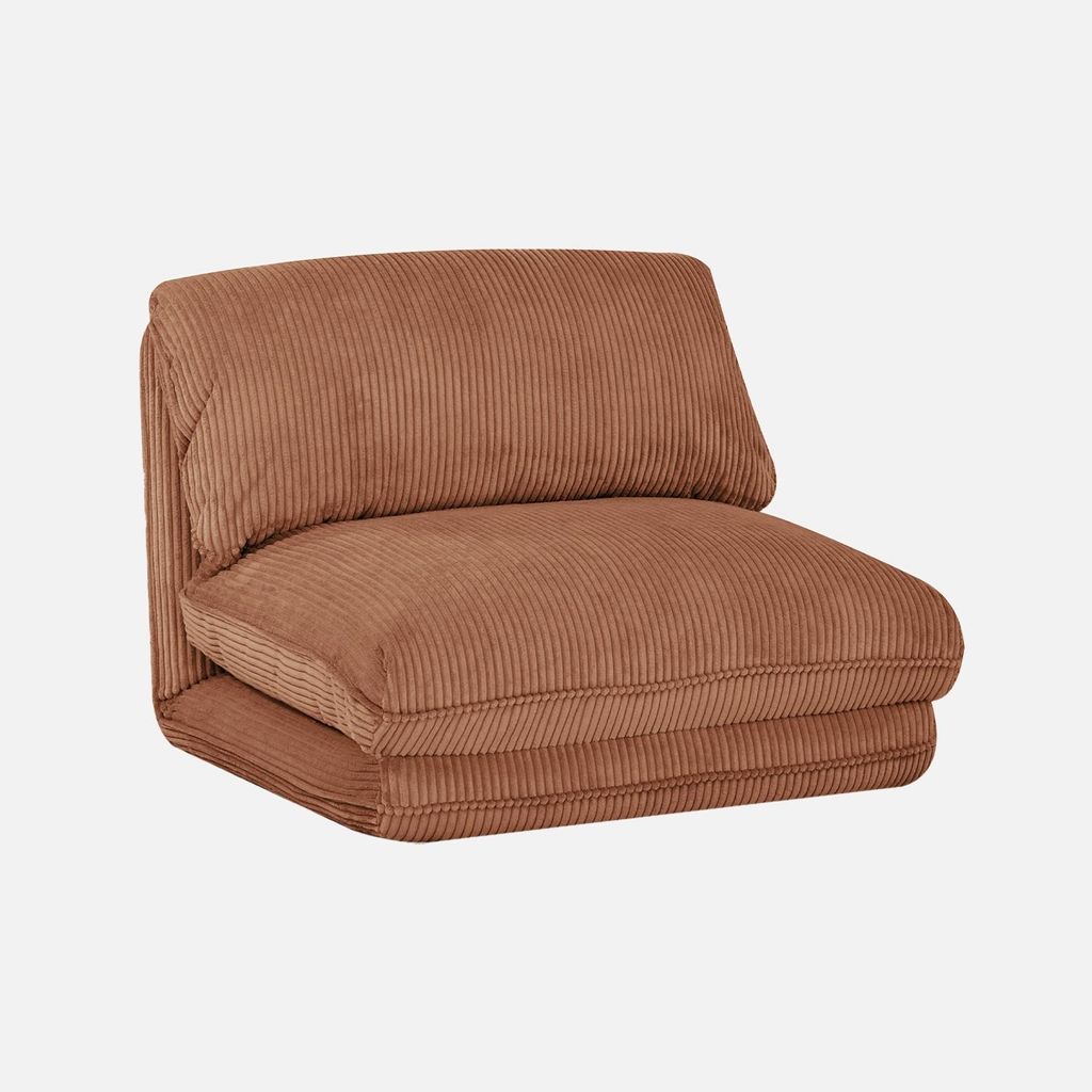 sweeek - Sessel mit Schlaffunktion und breit geripptem Cordbezug - Camel