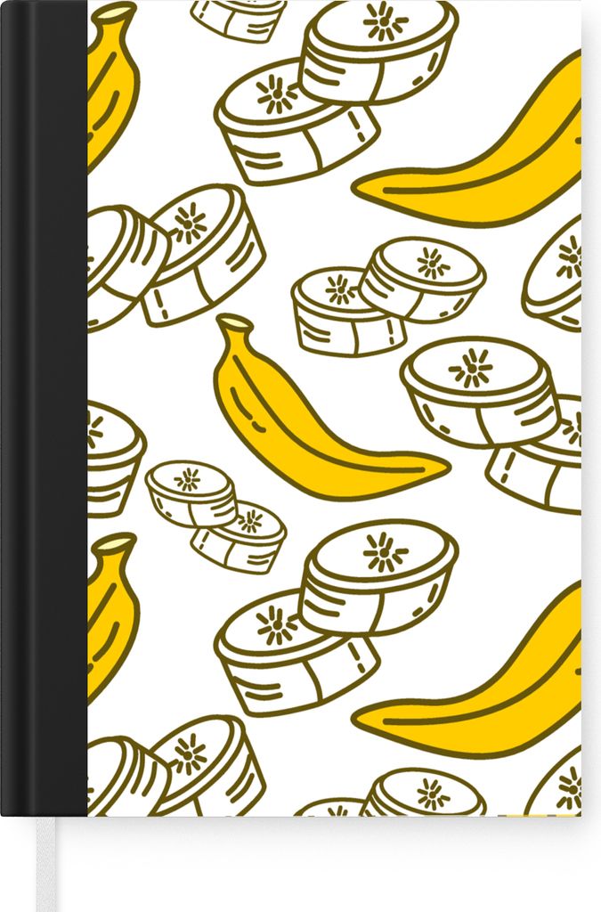 MuchoWow Notizbuch Tagebuch Haushaltsbuch Notebook A5 Banane - Muster - Obst - Notizblock - Notizheft - Notebook - Schreibblock - Papier